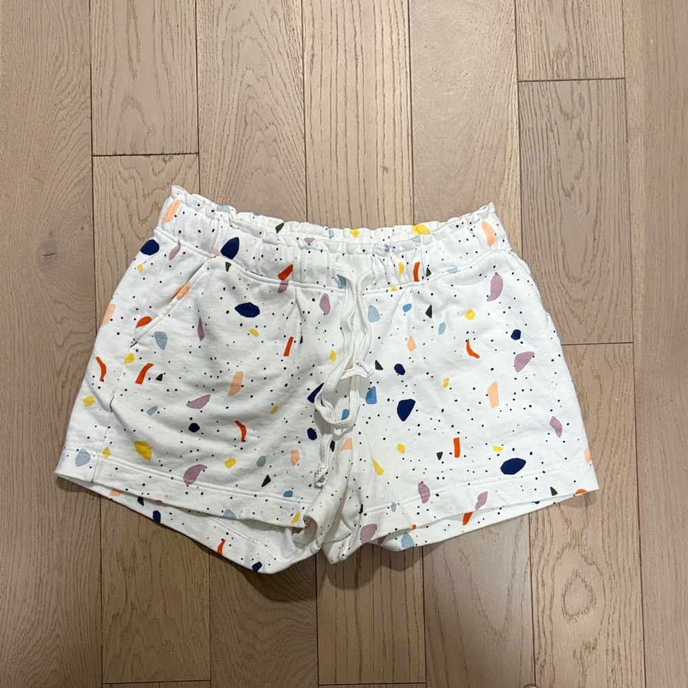 Roller Rabbit White with Multicolor Pattern Sweatpant Shorts